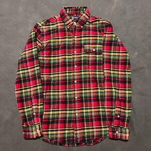 Ralph Lauren Mens Tartan Plaid Flannel Button Down Shirt Red Green Small